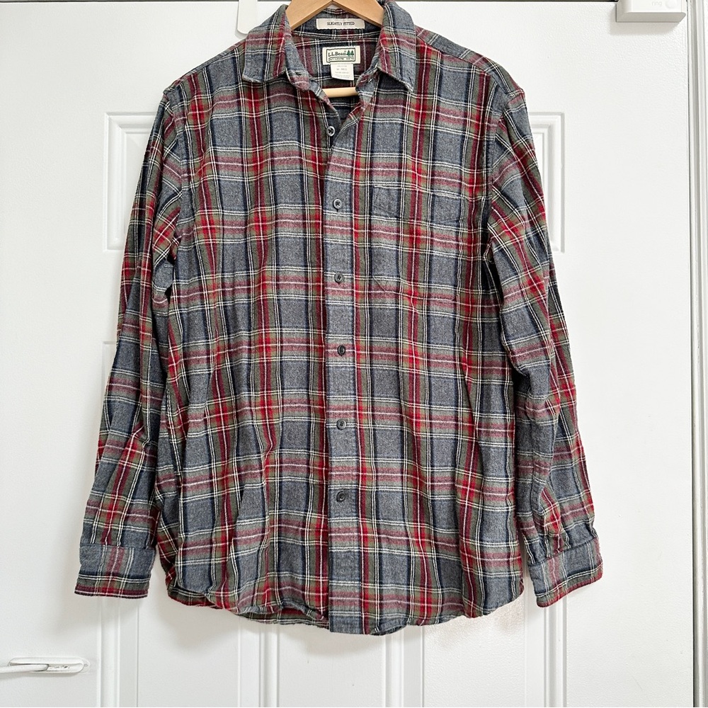 LL Bean Plaid Flannel Button Up Shirt